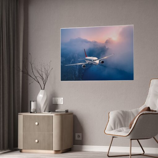 Stunning 737 Sunset Flight Glossy Poster – 46.8″ x 33.1″