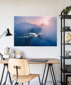 Stunning 737 Sunset Flight Glossy Poster – 46.8″ x 33.1″