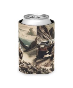 4×4 Off-road truck can koozie with a mountain scene.