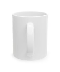 a white mug with a handle