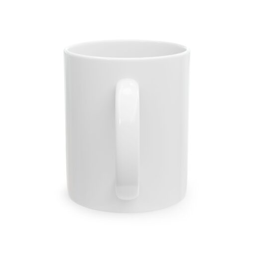 a white mug with a handle