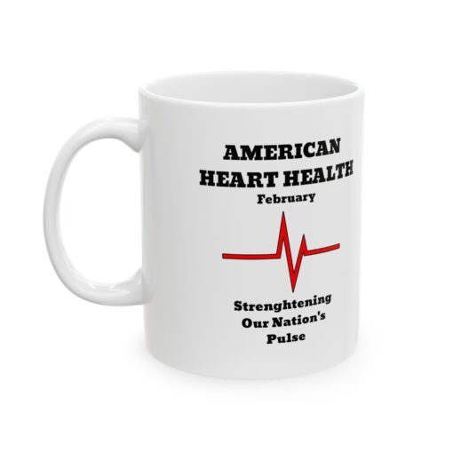 a white mug with a graphic on it