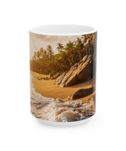 Tropical Caribbean Island Beach Sunset Serenity Mug, (11oz, 15oz)