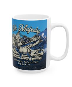 a white mug with a picture of a moose