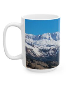 a mug with a snowy mountain