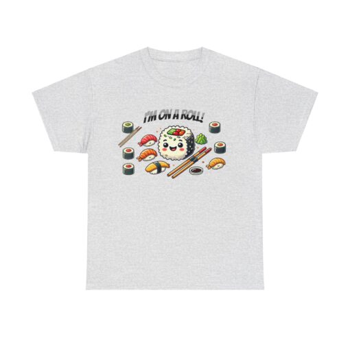 Unisex Heavy Cotton Tees with a sushi roll graphic.