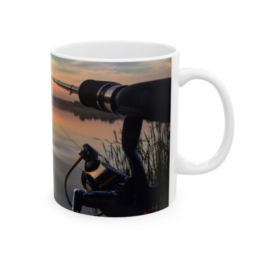 a mug with a fishing pole