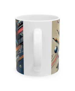 Colorful Mug with abstract design and the word 