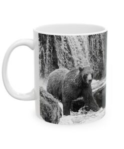 a coffee mug with a bear on it