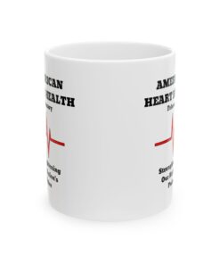 a white mug with a graphic on it