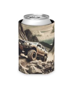 4×4 Off-road truck can koozie with a mountain scene.