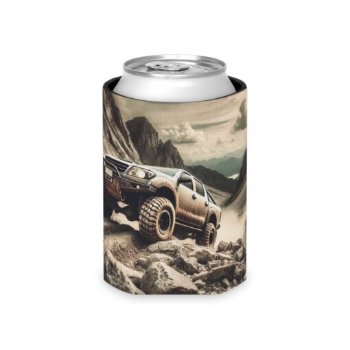 4×4 Off-road truck can koozie with a mountain scene.