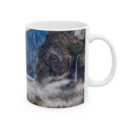 coffee mug showing Yosemite valley with morning clouds