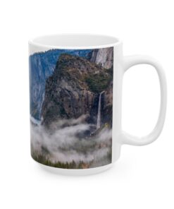 coffee mug showing Yosemite valley with morning clouds