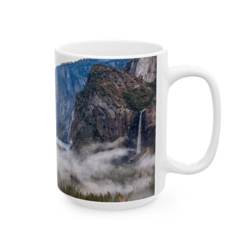 coffee mug showing Yosemite valley with morning clouds