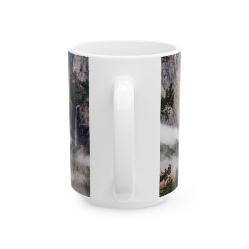 coffee mug showing Yosemite valley with morning clouds