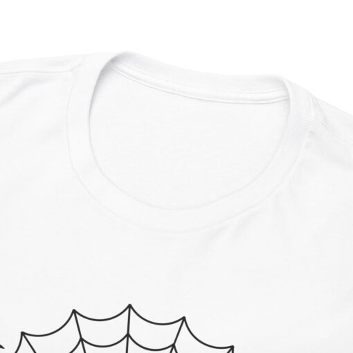 t-shirt featuring a spider web design alongside a cartoon character