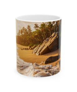 Tropical Caribbean Island Beach Sunset Serenity Mug, (11oz, 15oz)