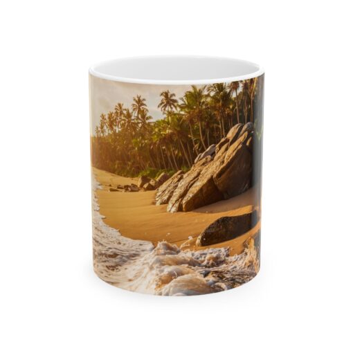 Tropical Caribbean Island Beach Sunset Serenity Mug, (11oz, 15oz)