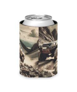 4×4 Off-road truck can koozie with a mountain scene.