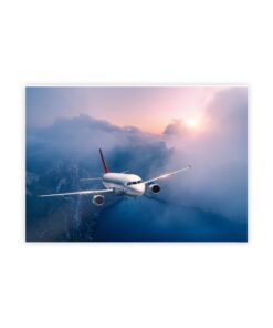 Stunning 737 Sunset Flight Glossy Poster – 46.8″ x 33.1″