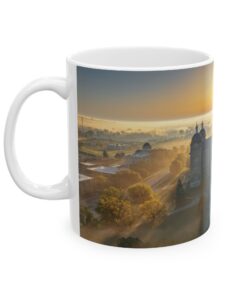 a mug with a picture of a city