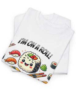 Unisex Heavy Cotton Tees with a sushi roll graphic.