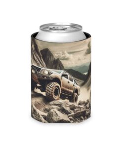 4×4 Off-road truck can koozie with a mountain scene.