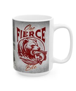 Coffee Mug with Bear Biting into Fish