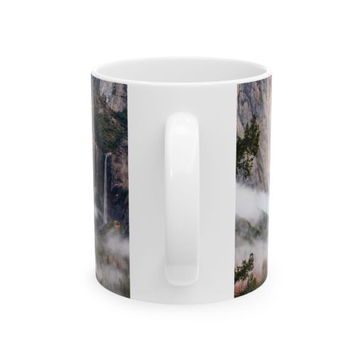 coffee mug showing Yosemite valley with morning clouds