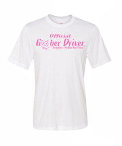 a white t-shirt with pink text