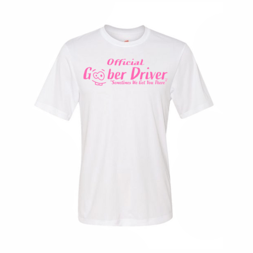 a white t-shirt with pink text