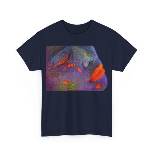 Heavy cotton tee featuring an artistic face design titled 'Neon Dreams.