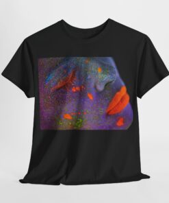 Heavy cotton tee featuring an artistic face design titled 'Neon Dreams.