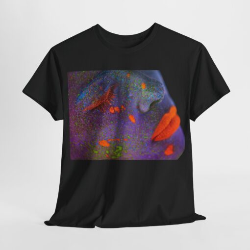 Heavy cotton tee featuring an artistic face design titled 'Neon Dreams.