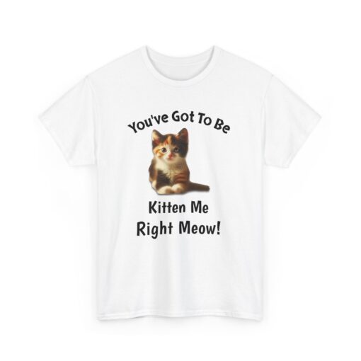 a white t-shirt with a cat on it