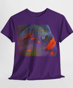 Heavy cotton tee featuring an artistic face design titled 'Neon Dreams.