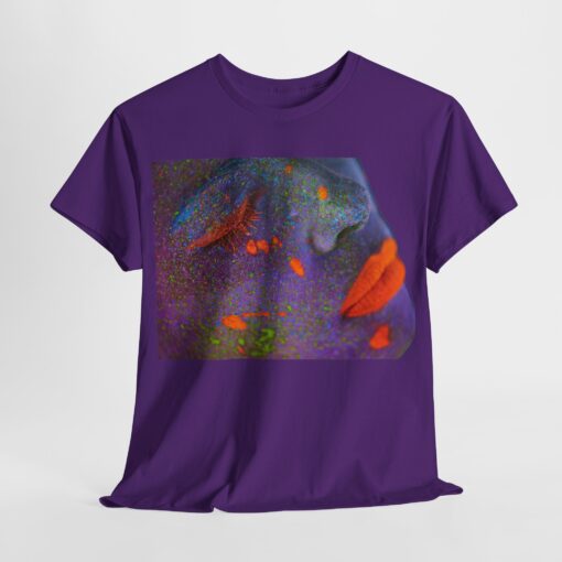 Heavy cotton tee featuring an artistic face design titled 'Neon Dreams.