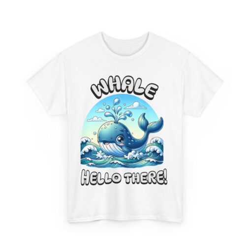 a white shirt with a whale on it