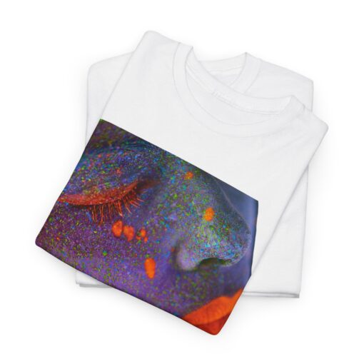 Heavy cotton tee featuring an artistic face design titled 'Neon Dreams.