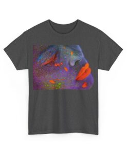 Heavy cotton tee featuring an artistic face design titled 'Neon Dreams.