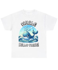 a white t-shirt with a whale on it