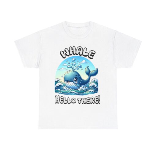 a white t-shirt with a whale on it