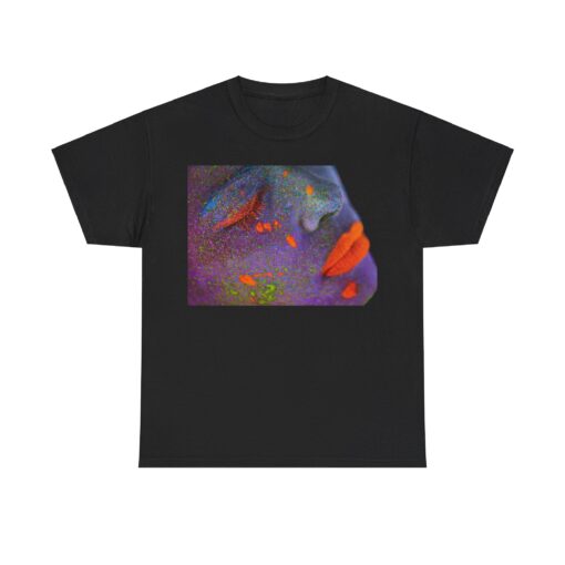 Heavy cotton tee featuring an artistic face design titled 'Neon Dreams.