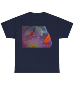 Heavy cotton tee featuring an artistic face design titled 'Neon Dreams.