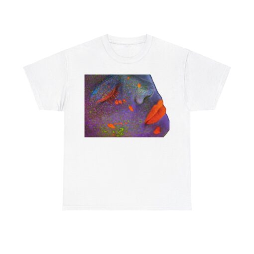 Heavy cotton tee featuring an artistic face design titled 'Neon Dreams.