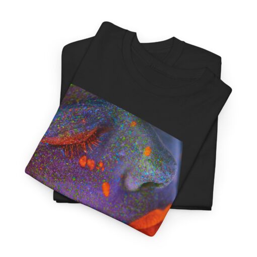 Heavy cotton tee featuring an artistic face design titled 'Neon Dreams.