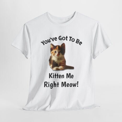 a white t-shirt with a cat on it