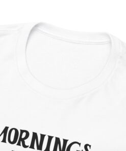 a white shirt with black text