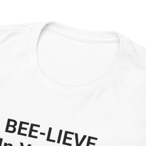 a white shirt with black text